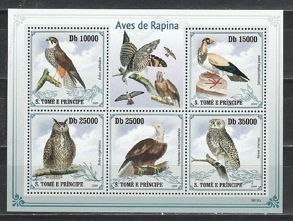 Хищные Птицы, Сан-Томе и Принсипи 2009, малый лист